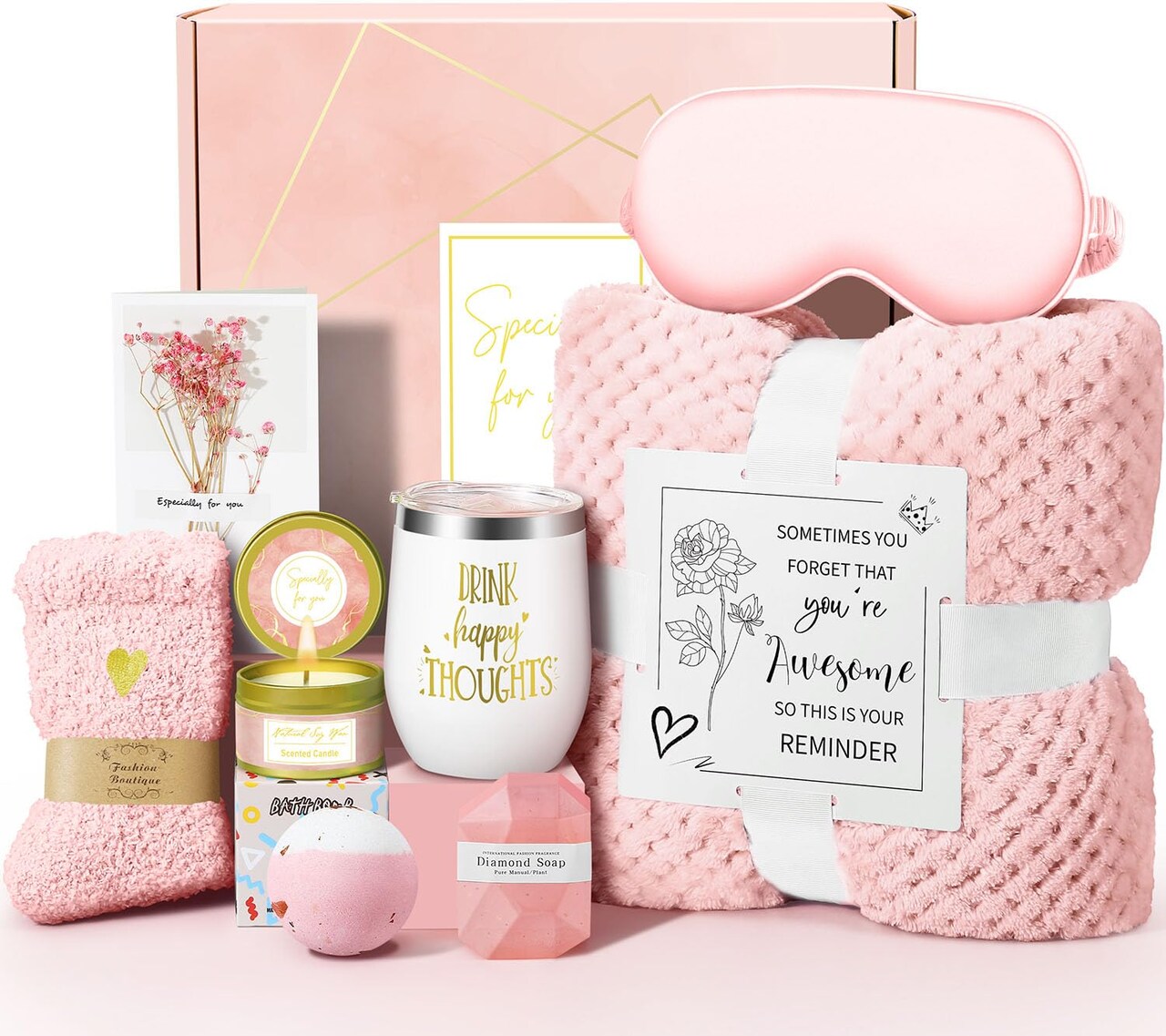 Gifts for Mom, Women, Daughter, Girlfriend, Wife, Happy Birthday Gifts for Women Mom Her Friend Sister Wife Grandma, Self Care Gift Get Well Relaxing Spa Galentines Day Gift Basket Set
